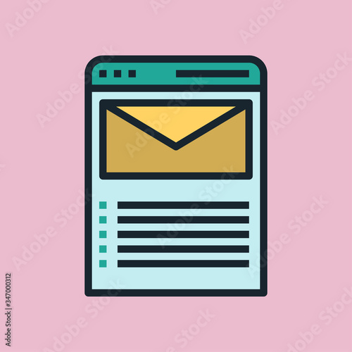Email List. Digital marketing concept illustration, flat design linear style banner. Usage for e-mail newsletters, headers, blog posts, print and more. Vector