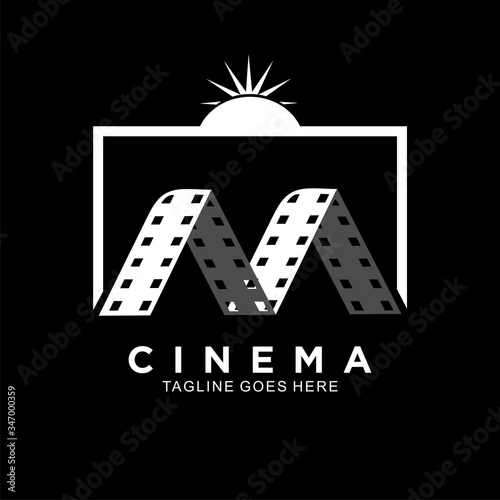 Letter M initial logo for Cinema film and videography design template