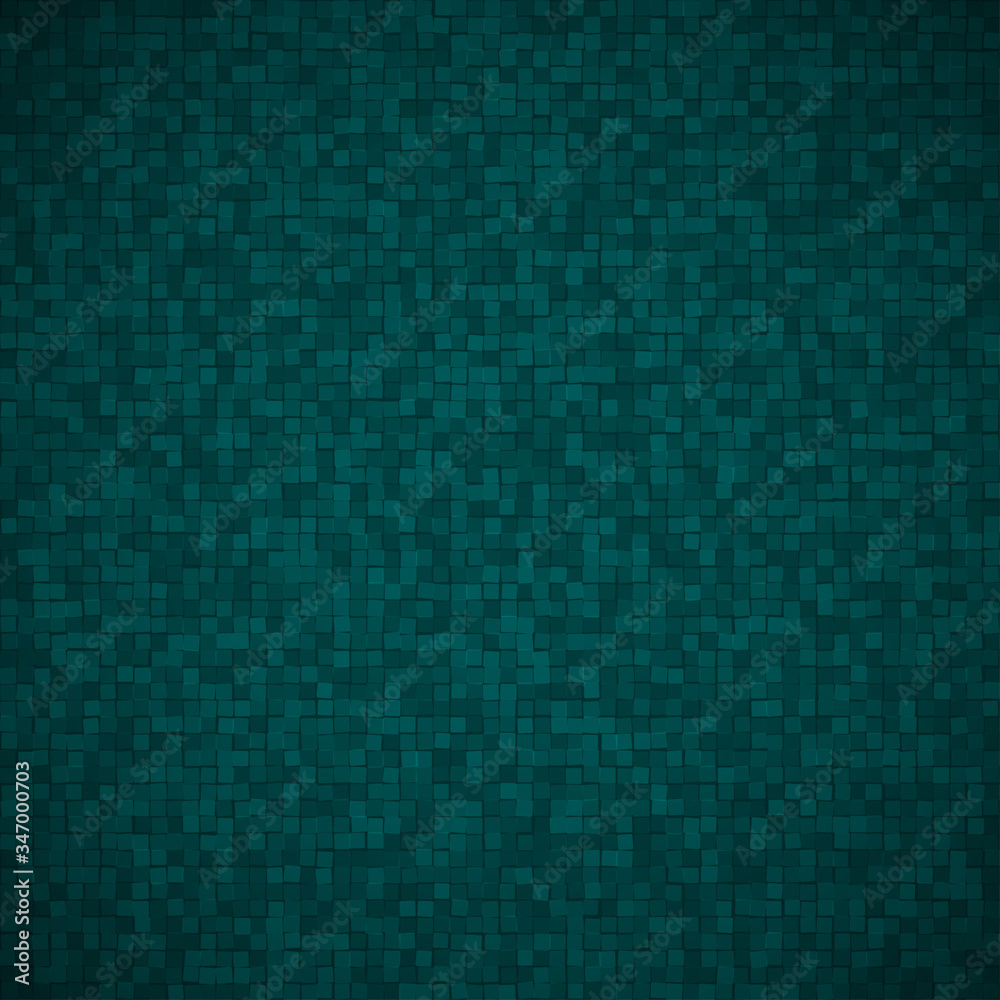 Abstract background of small squares or pixels in dark turquoise colors