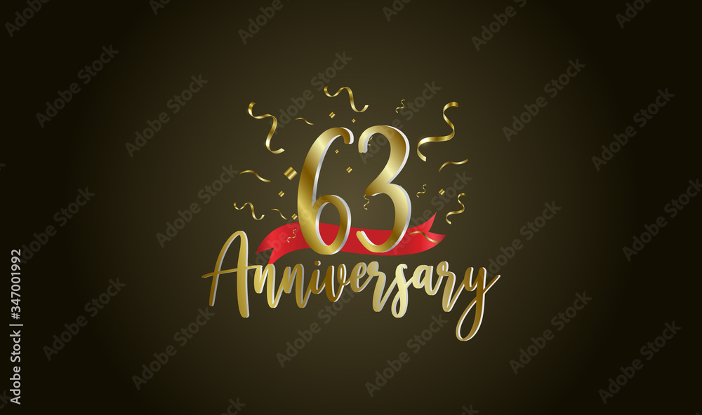 Obraz premium Anniversary celebration background. with the 63rd number in gold and with the words golden anniversary celebration.