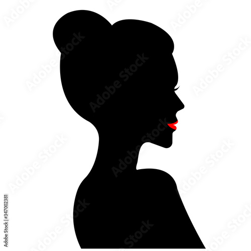 Silhouette women half body white background