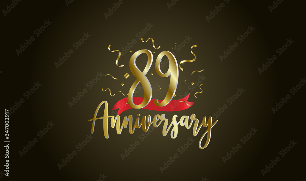 Anniversary celebration background. with the 89th number in gold and with the words golden anniversary celebration.
