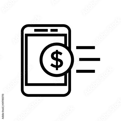 cashback icon, money refund on smartphone icon in linear style on white background