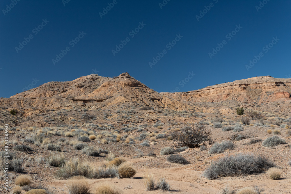 Brilliant blue sky above a mountain ridge, sage brush, New Mexico desert, horizontal aspect Brilliant blue sky above a mountain ridge, sage brush, New Mexico desert, horizontal aspect