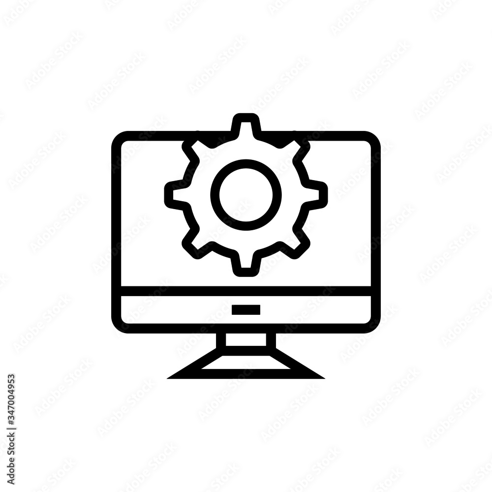 computer update system icon in linear style on white background computer update system icon in linear style on white background