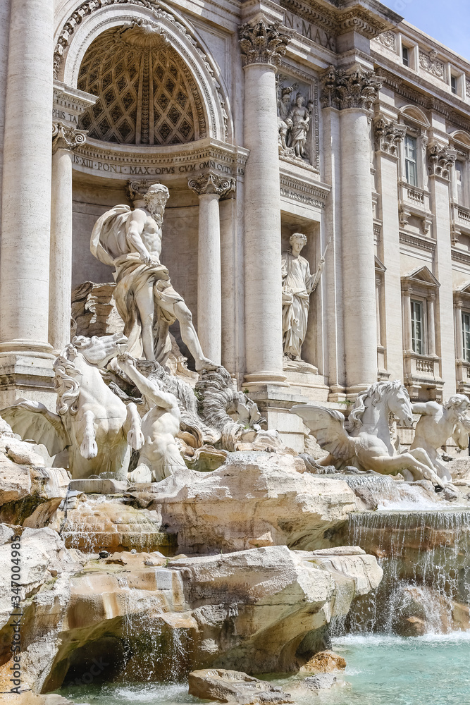 View of the Trevi fountain in Rome in Italy