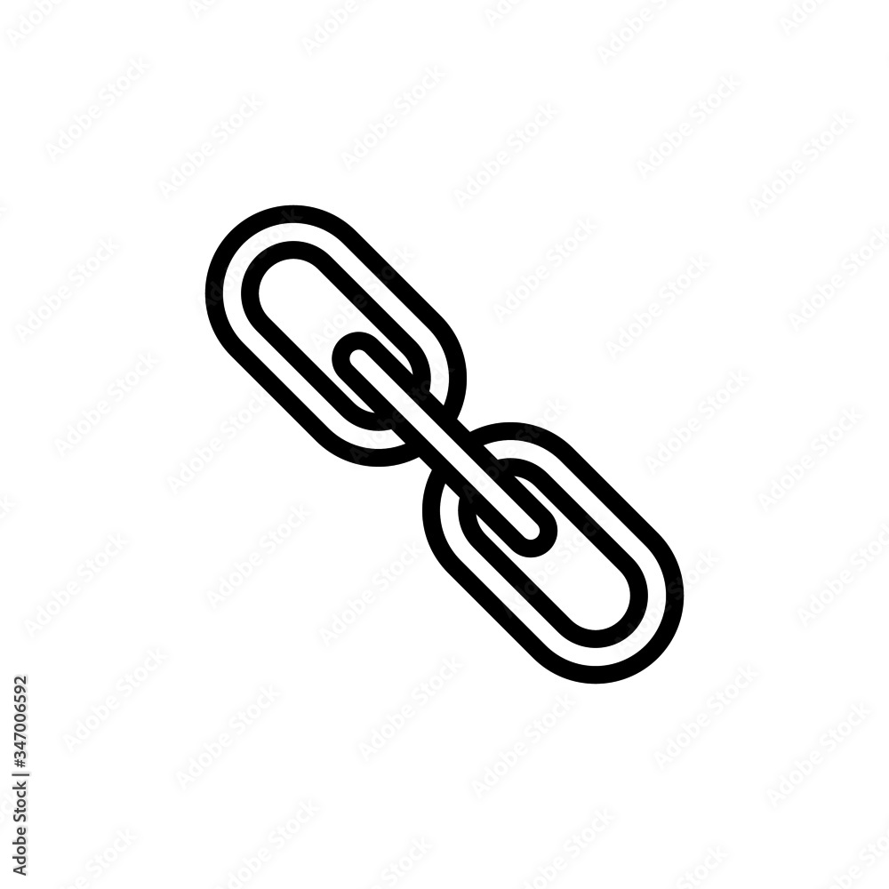 flat design of hyperlink chain symbol in linear style on white background