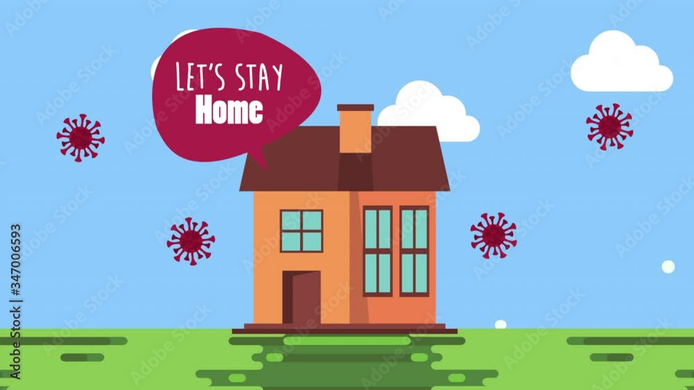 stay at home campaign with house scene