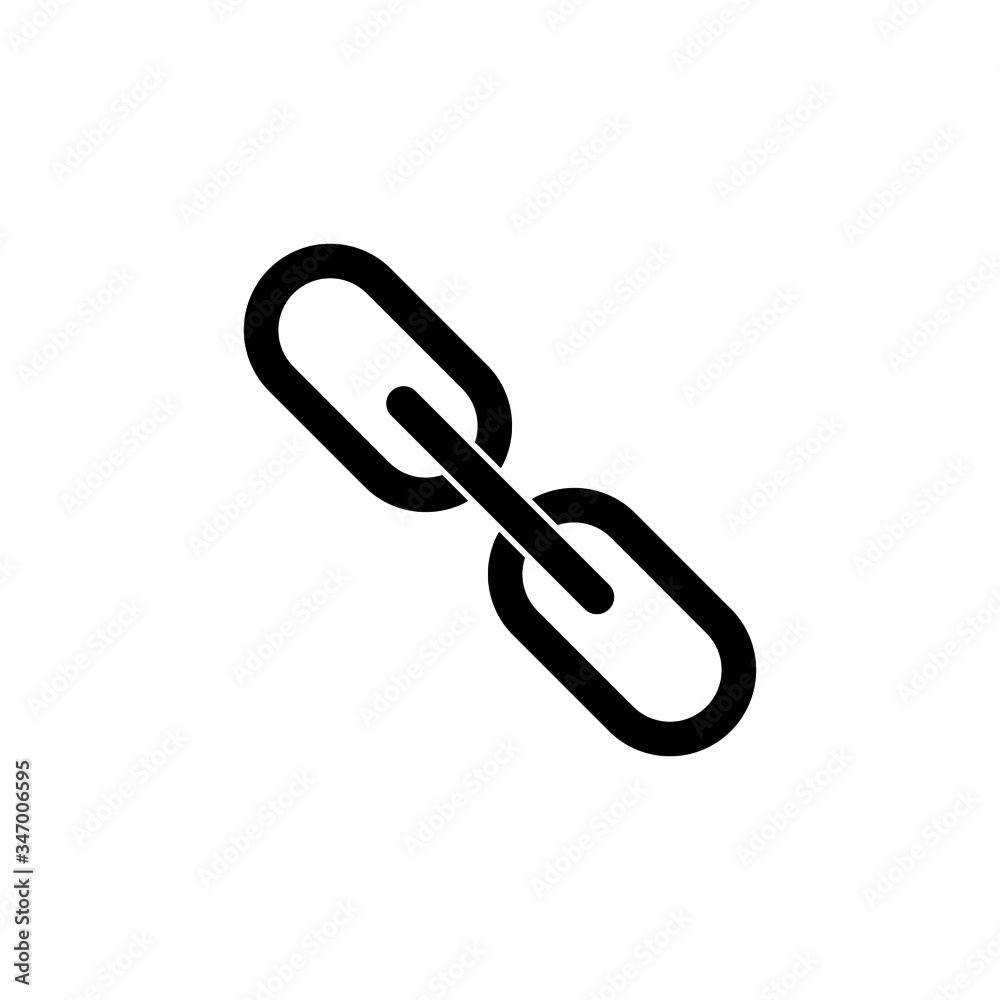 flat design of hyperlink chain symbol in black flat design on white background