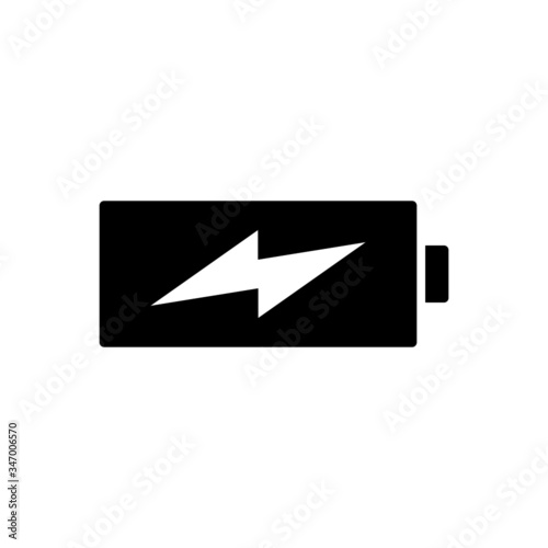 Free Download Charging Battery Icon. Battery icon in black flat design on white background - GFXLoad