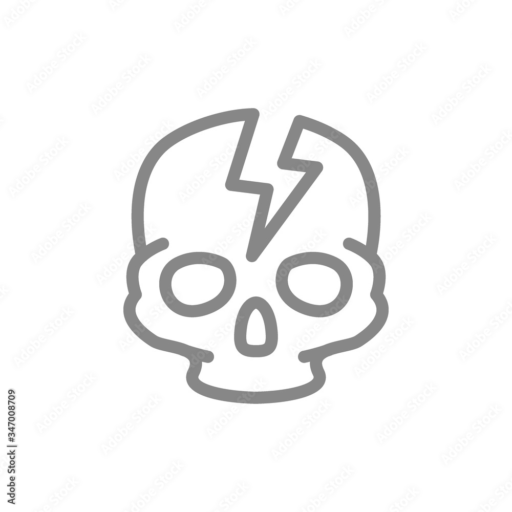 Skull with acute pain line icon. Broken cranium, bone structure of the head symbol Skull with acute pain line icon. Broken cranium, bone structure of the head symbol