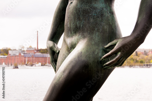 Statue on the seafront in Stockholm