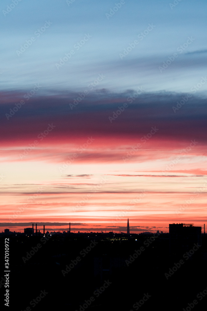 Sunset and skyline in the city of St. Petersburg Sunset and skyline in the city of St. Petersburg