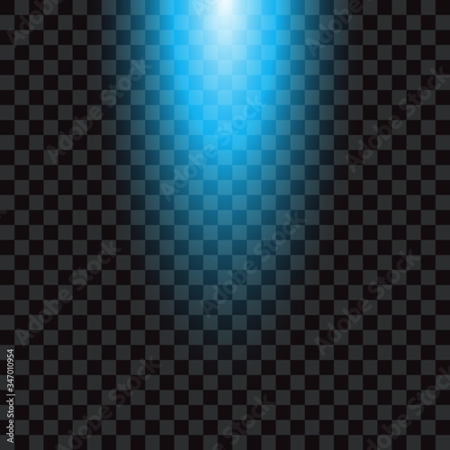 Blue light effect, on transparent background, vector illustration.