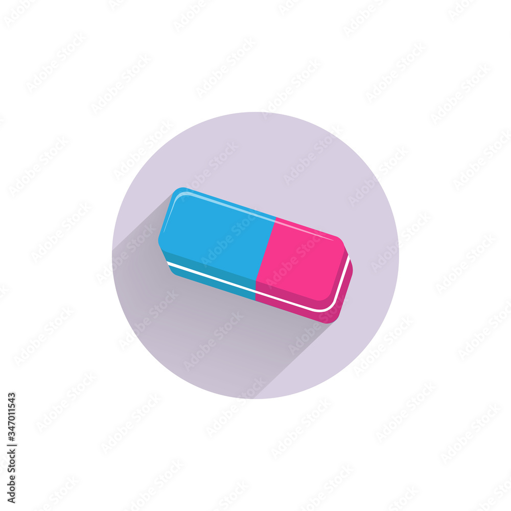 Eraser colorful flat icon with long shadow. Eraser flat icon Eraser colorful flat icon with long shadow. Eraser flat icon
