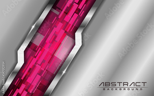 Modern technology background with shinny futuristic pink red light. Vector illustration