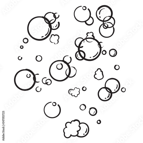 hand drawn Bath foam soap with bubbles isolated. shampoo and soap foam lather doodle style