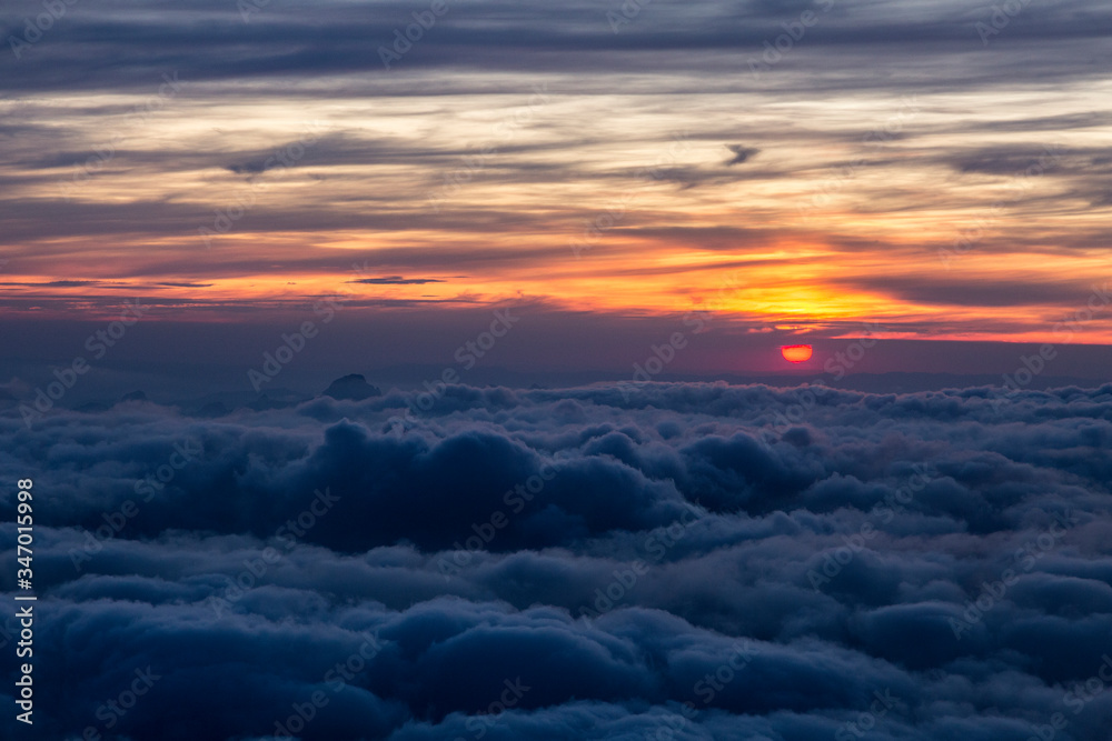 Dramatic sunset sky over the Rogues Alps. View from the Cosmique refuge, Chamonix, France. Perfect moment in alpine highlands. Dramatic sunset sky over the Rogues Alps. View from the Cosmique refuge, Chamonix, France. Perfect moment in alpine highlands.