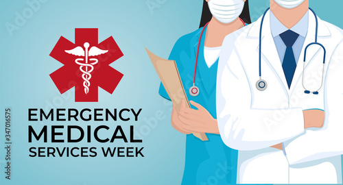 Emergency Medical Services Week in May. Celebrated annual in United States. Medical concept 3