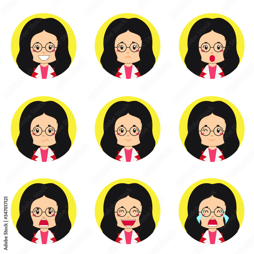 Business Woman Avatar With Various Expression Business Woman Avatar With Various Expression