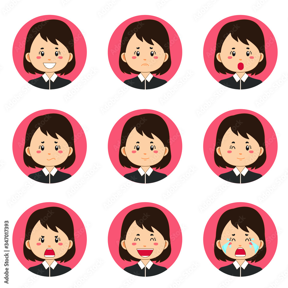 Businesswoman Avatar With Various Expression Businesswoman Avatar With Various Expression