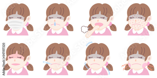 風邪を引いた女の子セット