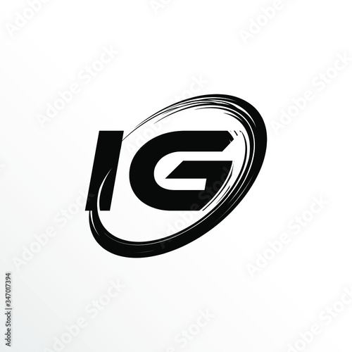 Initial Letter IG Brush Effect Logo Design	
