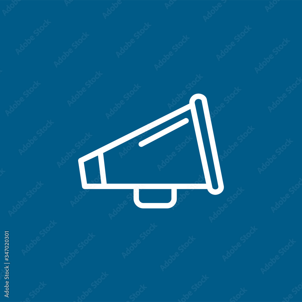 Megaphone Line Icon On Blue Background. Blue Flat Style Vector Illustration Megaphone Line Icon On Blue Background. Blue Flat Style Vector Illustration