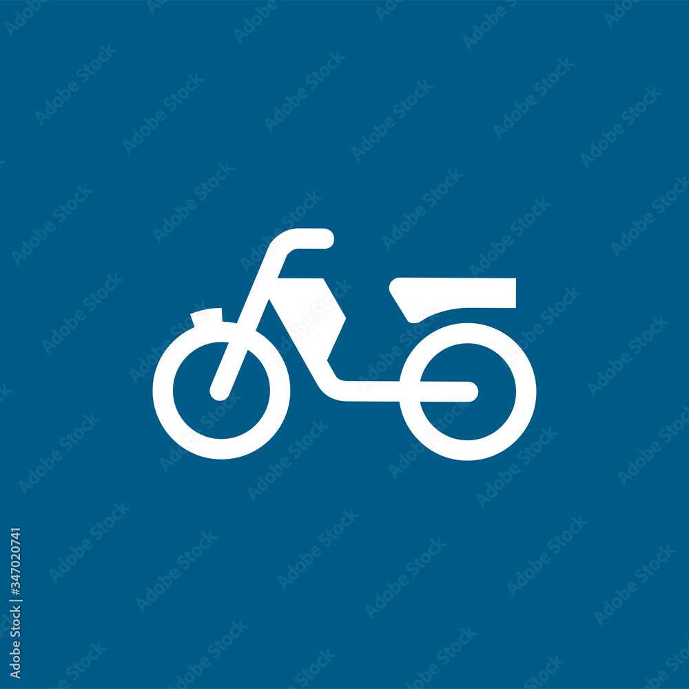 Motorcycle Icon On Blue Background. Blue Flat Style Vector Illustration