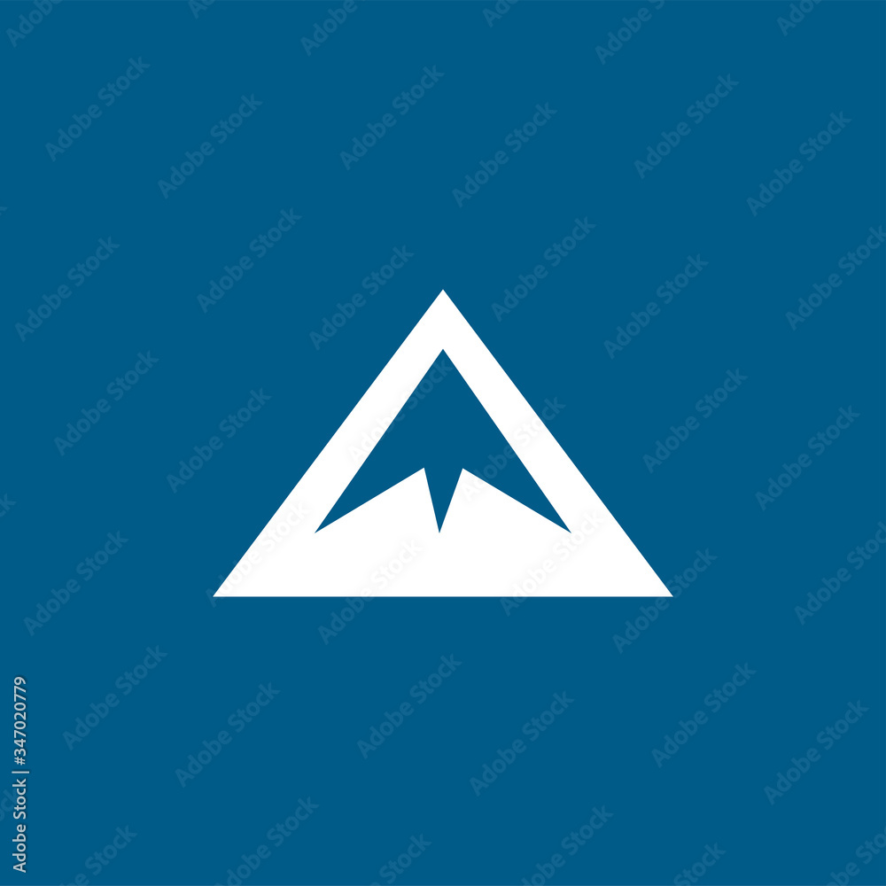 Mountain Icon On Blue Background. Blue Flat Style Vector Illustration Mountain Icon On Blue Background. Blue Flat Style Vector Illustration
