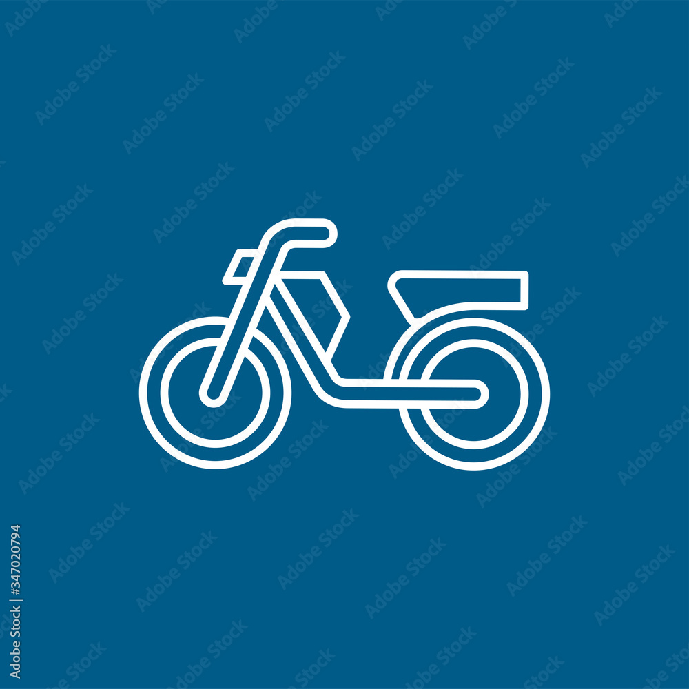 Motorcycle Line Icon On Blue Background. Blue Flat Style Vector Illustration Motorcycle Line Icon On Blue Background. Blue Flat Style Vector Illustration