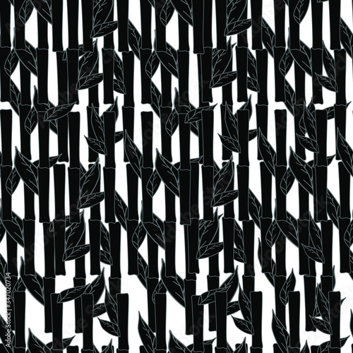 Fototapeta Naklejka Na Ścianę i Meble -  Black Bamboo Vector Pattern Seamless