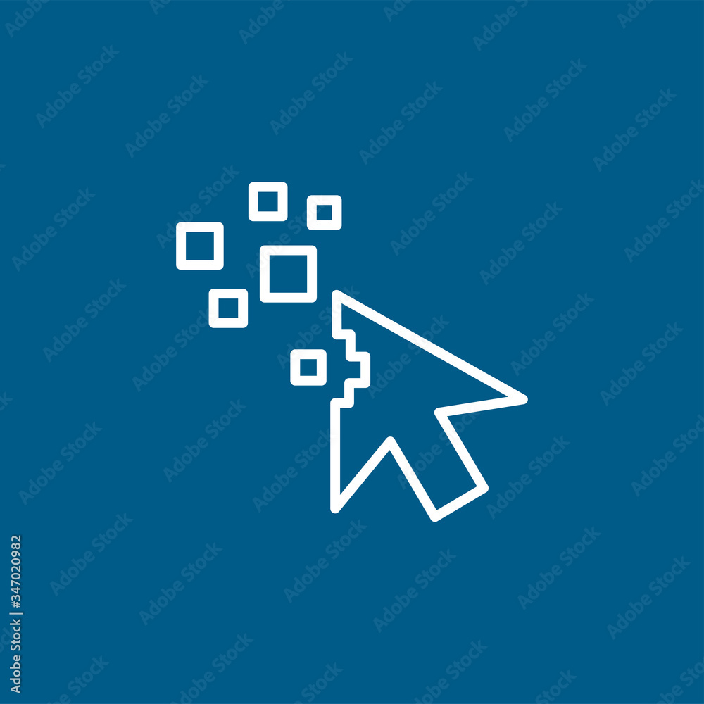 Mouse Cursor Line Icon On Blue Background. Blue Flat Style Vector Illustration Mouse Cursor Line Icon On Blue Background. Blue Flat Style Vector Illustration