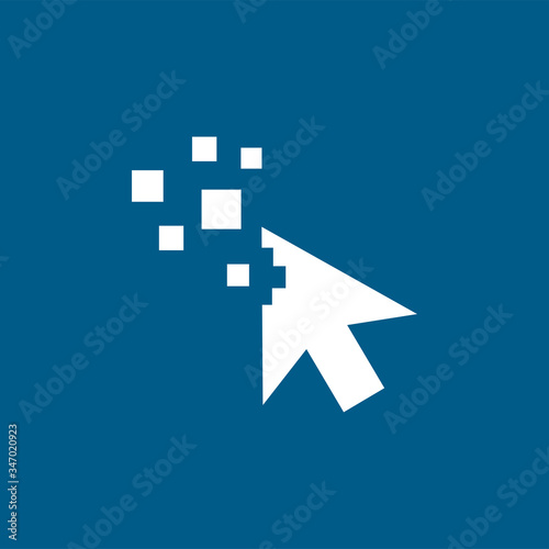 Mouse Cursor Icon On Blue Background. Blue Flat Style Vector Illustration