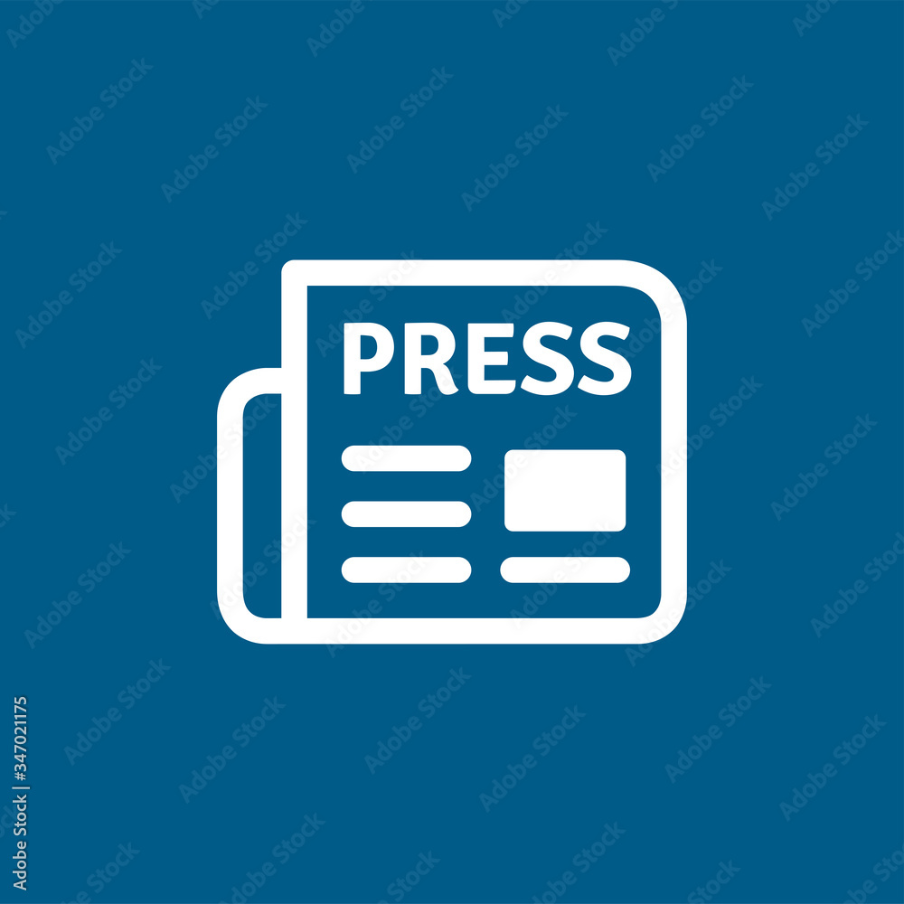Newspaper Icon On Blue Background. Blue Flat Style Vector Illustration Newspaper Icon On Blue Background. Blue Flat Style Vector Illustration