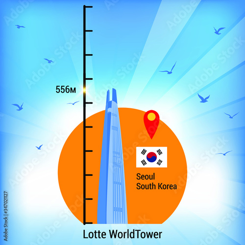 Tallest building in the world. Flat design.