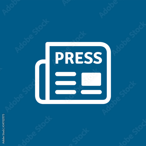 Newspaper Icon On Blue Background. Blue Flat Style Vector Illustration