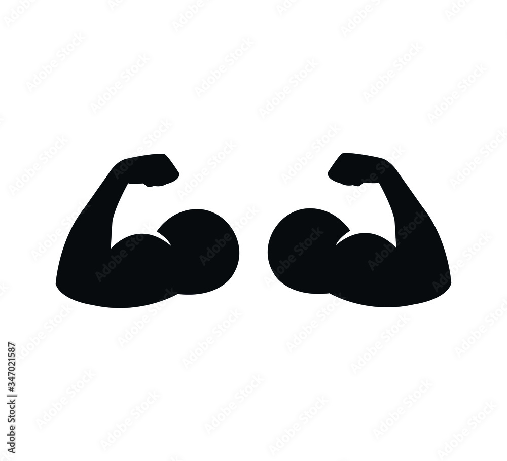 Arm icon symbol. Power sing possibility and health in black line icon. Flexing bicep muscle strength. Silhouette Arm icon symbol. Power sing possibility and health in black line icon. Flexing bicep muscle strength. Silhouette