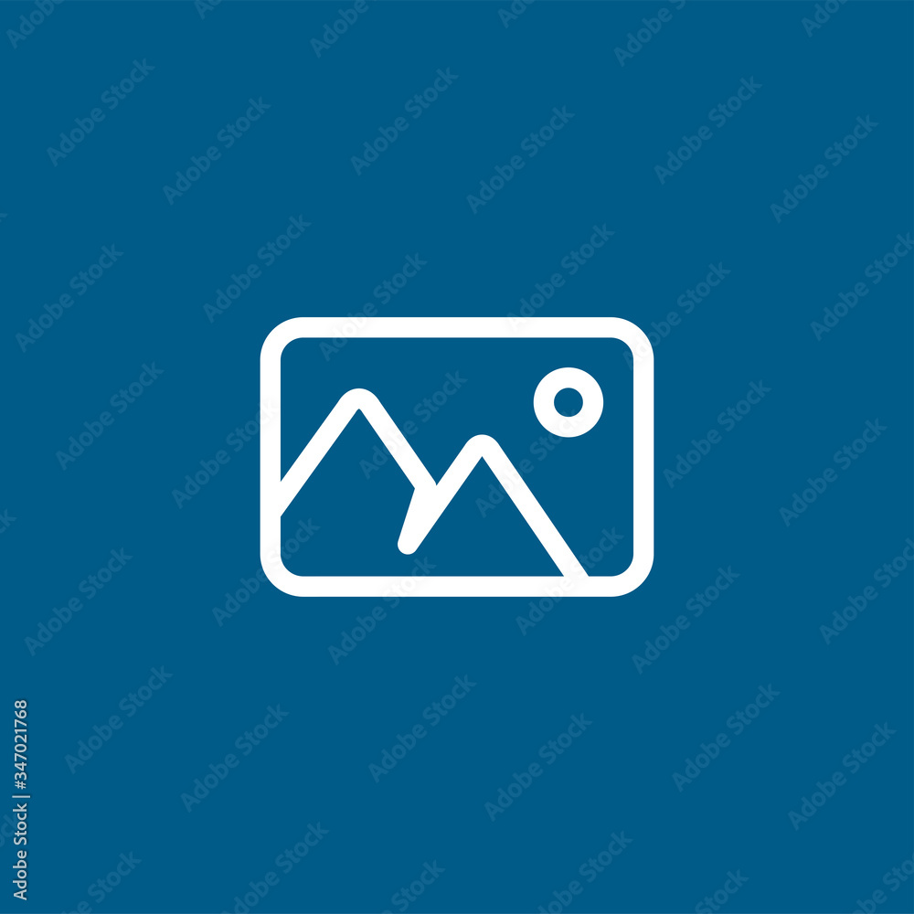Photo Line Icon On Blue Background. Blue Flat Style Vector Illustration