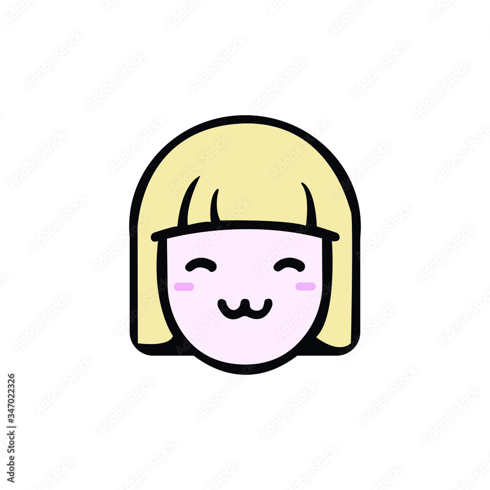 Simple drawing of cute girl face Vector illustration. Simple drawing of cute girl face Vector illustration.