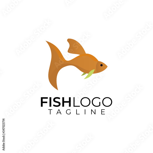 Colorful abstract fish logo with isolated black background logo design template