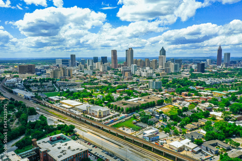 Downtown Atlanta, Georgia - Aerial View From South East Atlanta 