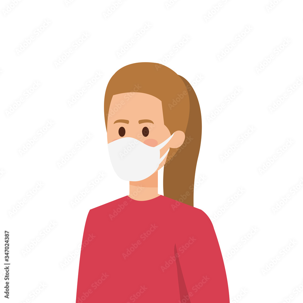 young woman using face mask isolated icon vector illustration design