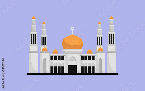 Islamic Muslim Mosque building landmark illustration. Vector banner background illustration.