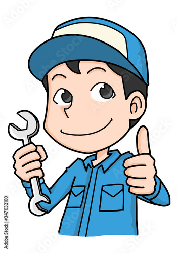 整備士　作業者　作業着　男性　
