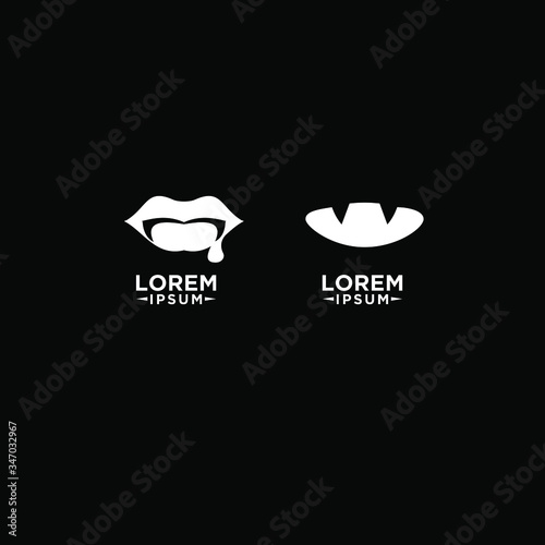 simple black vampire lips abstract luxury logo icon design vector