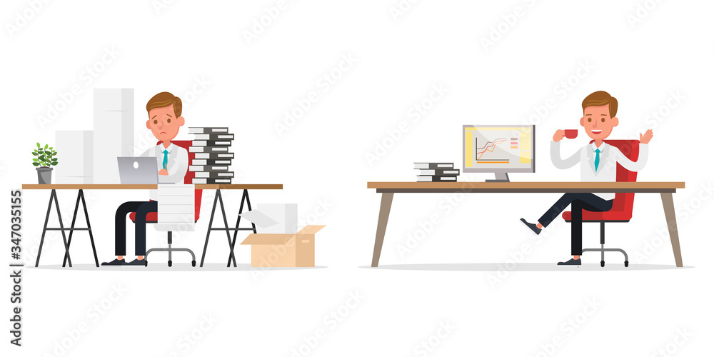 businessman character vector design. Presentation in various action. no7