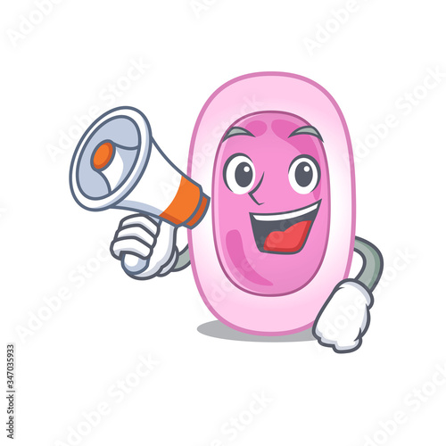 Cartoon character of bordetela pertussis having a megaphone photo