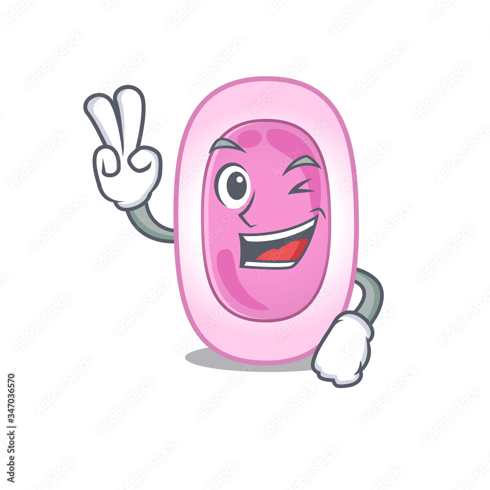 Happy bordetela pertussis cartoon design concept with two fingers Happy bordetela pertussis cartoon design concept with two fingers