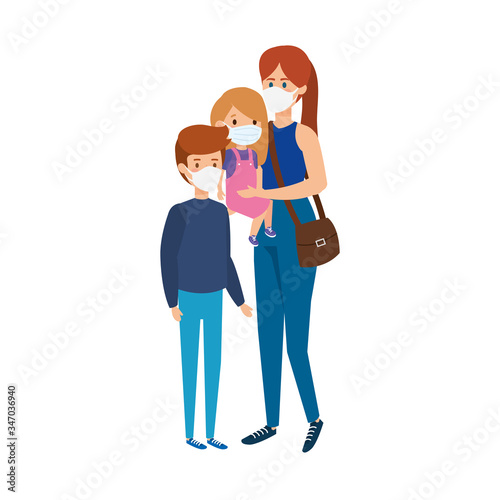 Wallpaper Mural mother with children using face mask vector illustration design Torontodigital.ca